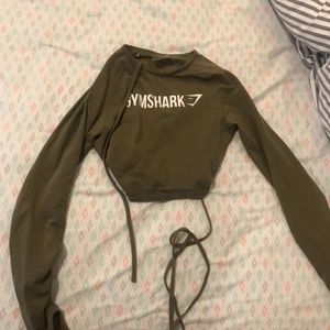 Gymshark laced long sleeves crop top- XS-Olive